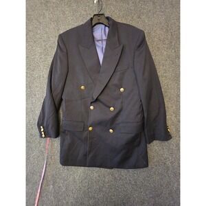 Samuel Windsor Blazer Sport Coat Mens 40 Blue Wool Double Breasted Gold Button